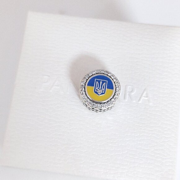 Pandora Ukraine Flag Bead Charm Bracelet Pendant S925 Silver with box - Picture 4 of 8